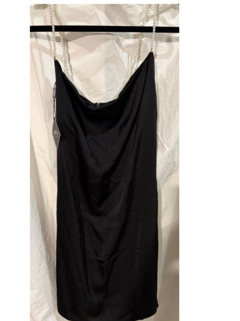 NWT - Zaful Forever Young - Deep Black Pearl Strap Dress - SIZE L